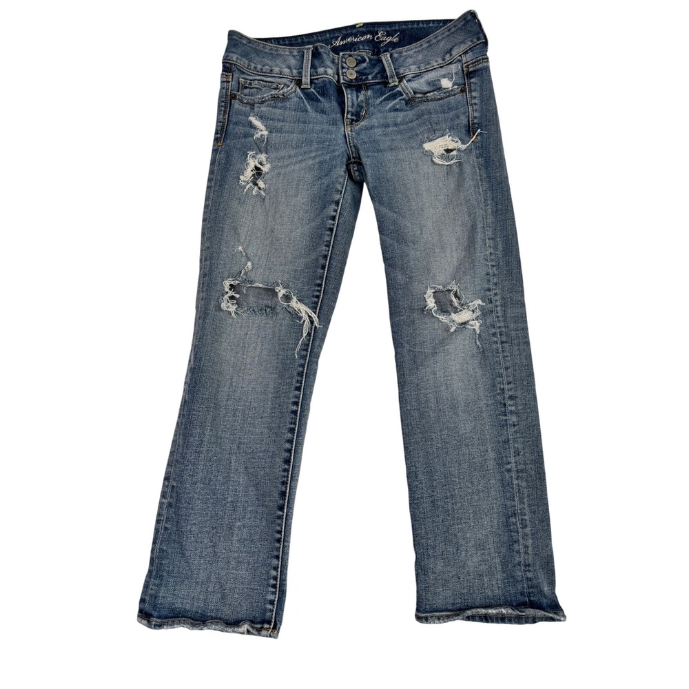American Eagle Artist Low Rise Cropped Distressed Jeans Size 4 Y2K 2011